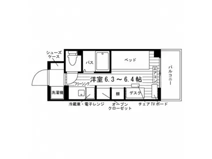 学生会館 CLASSY BASE 西国分寺(ワンルーム/2階)の間取り写真