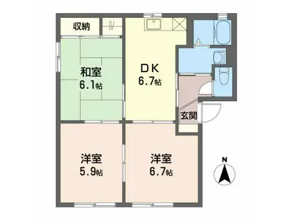 ラ・ヴィラージュ A(3DK/1階)の間取り写真