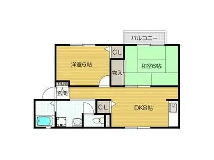 ウインディ彩II(2LDK/2階)の間取り写真