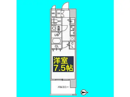 LA DOUCEUR黒川II(1K/7階)の間取り写真