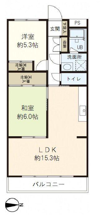 メゾンクミヂ(2LDK/3階)の間取り写真