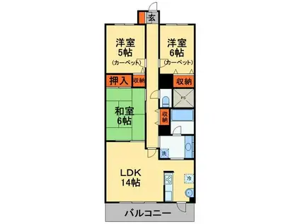 ライオンズヒルズ新松戸(3LDK/9階)の間取り写真