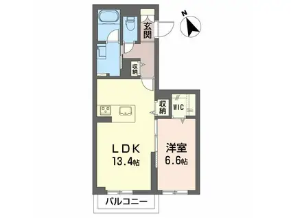 KALMARK海老塚(1LDK/1階)の間取り写真