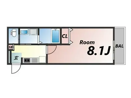 ALEGRIA姫路京口(1K/2階)の間取り写真
