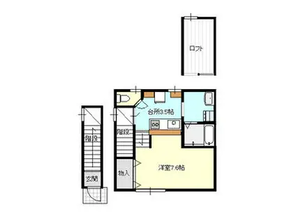 プログレス(1K/2階)の間取り写真