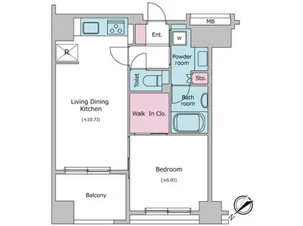 レジディア日本橋浜町(1LDK/7階)の間取り写真