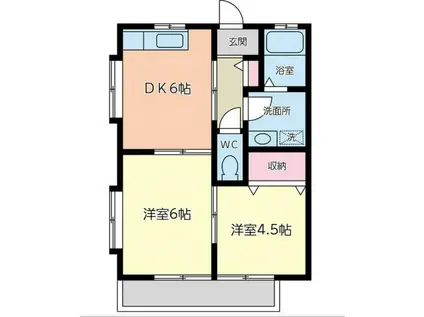 メープルガーデンハイツIII(2DK/2階)の間取り写真