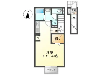 ドミール八幡III(ワンルーム/2階)の間取り写真