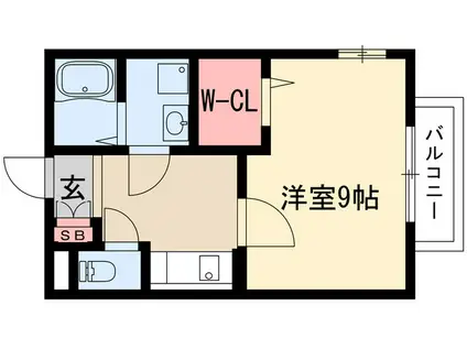 ウエストベル(1K/1階)の間取り写真