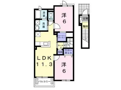 ＪＲ赤穂線 長船駅 徒歩25分 2階建 築12年(2LDK/2階)の間取り写真