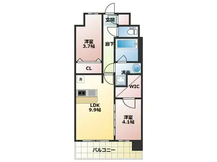 スプランディッド梅田グランノース(2LDK/11階)の間取り写真