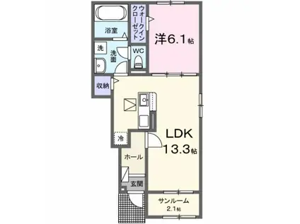 エールII(1LDK/1階)の間取り写真
