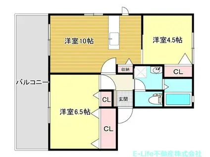 クレールコート小山A・B(2LDK/1階)の間取り写真