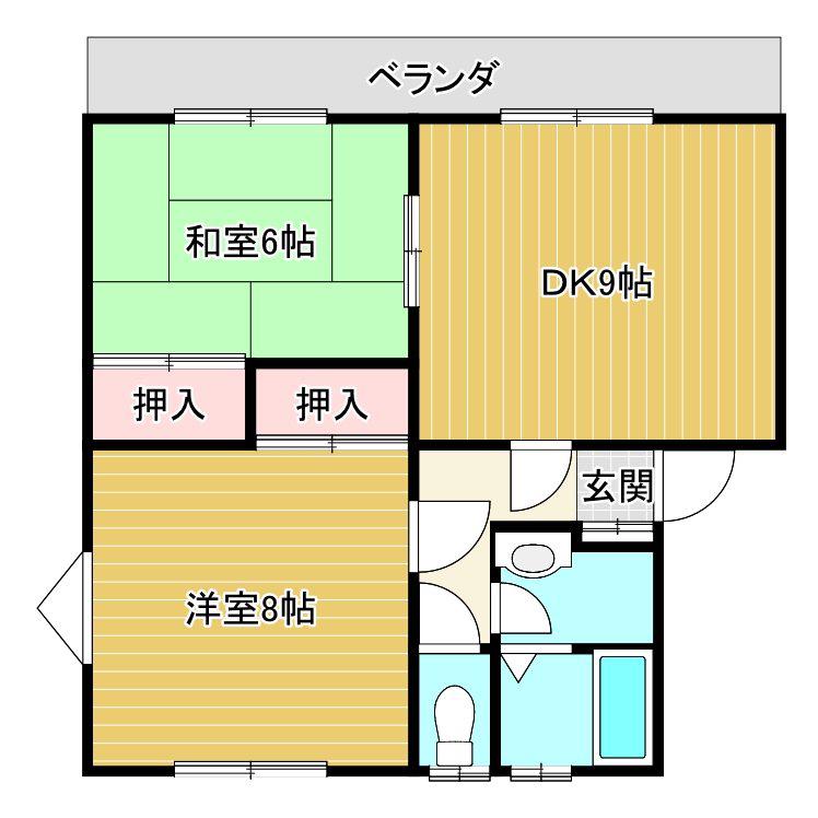 TWINKLEけやき(2DK/1階)の間取り写真