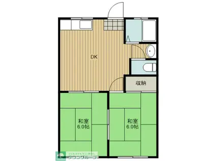 コーポ萩野(2DK/1階)の間取り写真