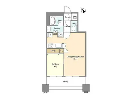 LASANTE池田山(1LDK/15階)の間取り写真