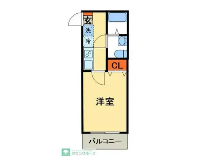 セレーノ前原(1K/2階)の間取り写真