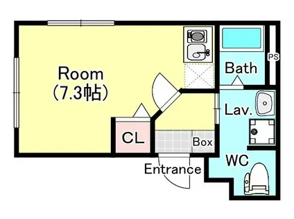 アンドベース(ワンルーム/4階)の間取り写真
