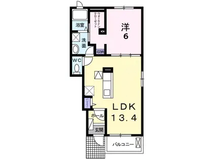 グランデ・ルーチェA(1LDK/1階)の間取り写真