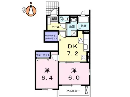 カトル・セゾンI(2DK/1階)の間取り写真