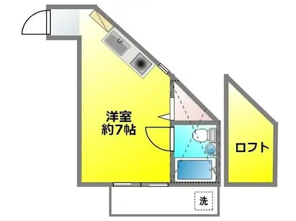 ベルハイム南ヶ丘(ワンルーム/3階)の間取り写真