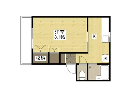 ローズガーデンC(1K/1階)の間取り写真