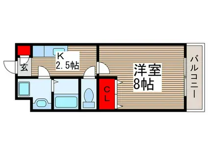 メアリー(1K/2階)の間取り写真