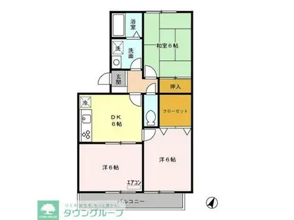 エコーハイツマルオカ(3DK/2階)の間取り写真