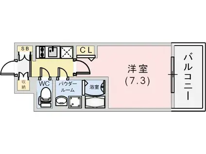 プレサンスKOBEアモーレ(1K/8階)の間取り写真