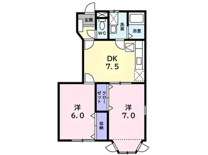 グランベル(2DK/1階)の間取り写真