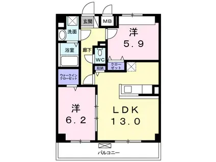 ネオレジデンス(2LDK/1階)の間取り写真