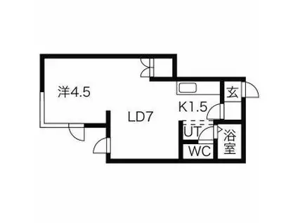 トキメック円山並木通II(1DK/2階)の間取り写真