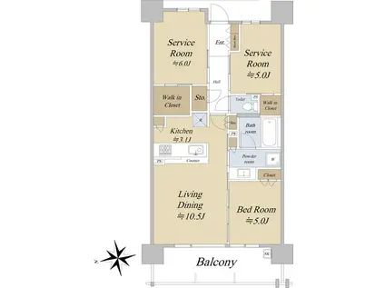 シティハウス小金井公園 A棟(1SLDK/3階)の間取り写真