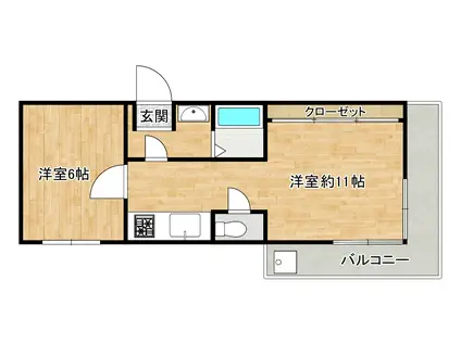 北青木ハイツ(1LDK/3階)の間取り写真