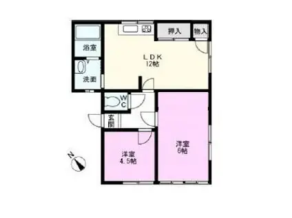 ヒルティカール92(2LDK/1階)の間取り写真