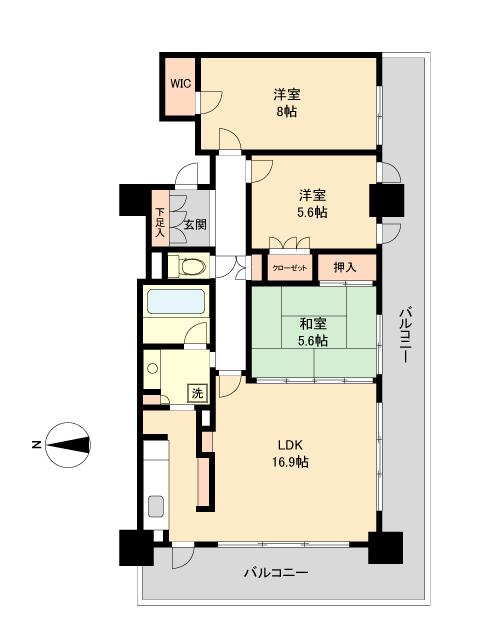 レジディアタワー仙台(3LDK/11階)の間取り写真