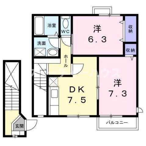 アトラスC(2DK/2階)の間取り写真