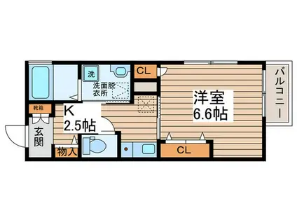 リブフラット(1K/2階)の間取り写真
