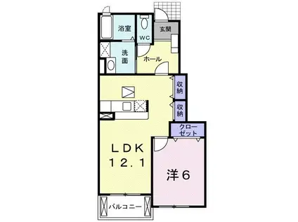 エアリーサイドIIA(1LDK/1階)の間取り写真