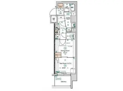 スクエアシティ鶴見市場(1DK/4階)の間取り写真