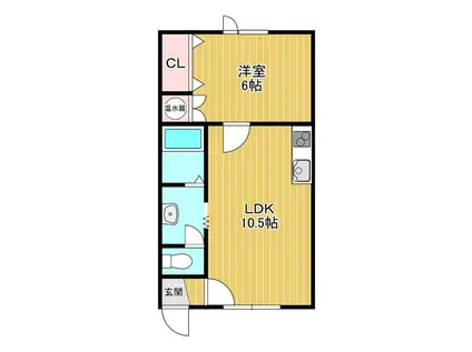 能登ハイツII(1LDK/2階)の間取り写真