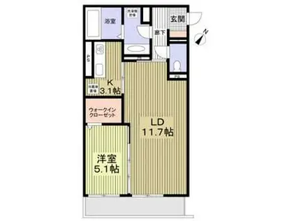 MANASLU(1LDK/2階)の間取り写真