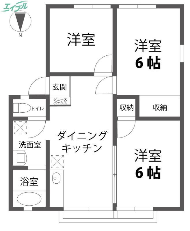 ベルメゾン西市B(3DK/1階)の間取り写真