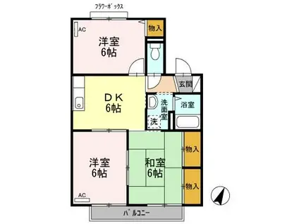 プレミール慶(3DK/2階)の間取り写真