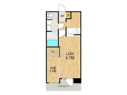 イールドコート室見藤崎(1LDK/10階)の間取り写真