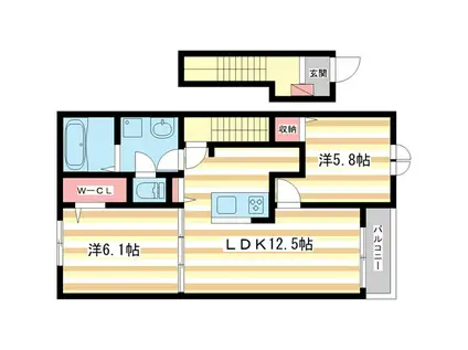 ドリームX(2LDK/2階)の間取り写真