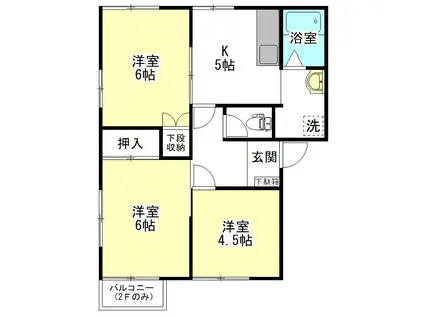 エスポワール(3K/2階)の間取り写真