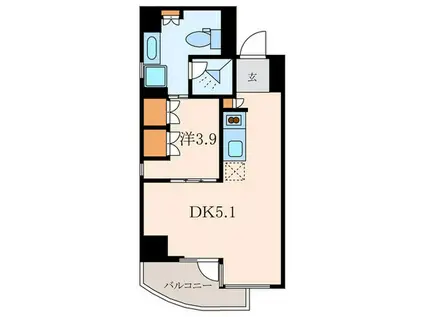 プライムアーバン麻布十番II(1DK/9階)の間取り写真