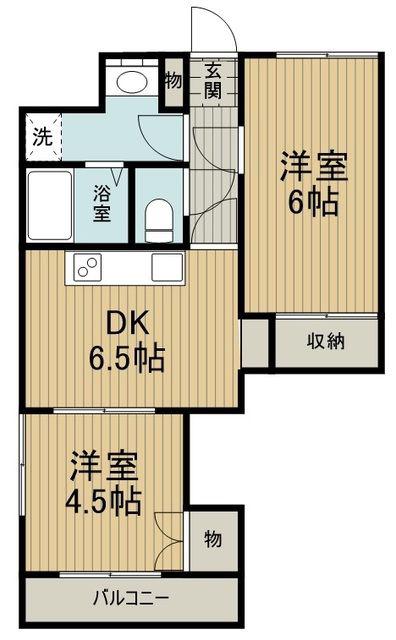 GCコート(2DK/4階)の間取り写真