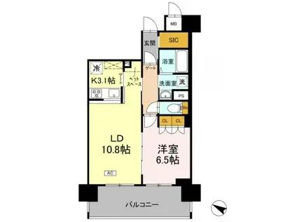 リーラ横浜川和町(1LDK/10階)の間取り写真